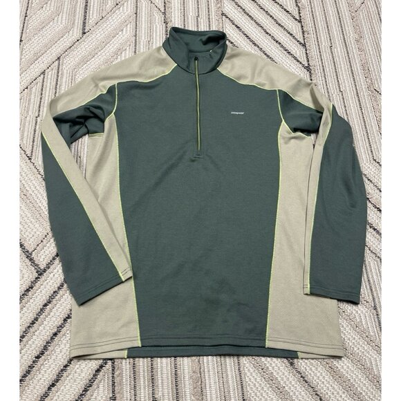 Patagonia Capilene 3 Mens Size L Midweight Polartec 1/4 Zip Pullover Green - Picture 1 of 3